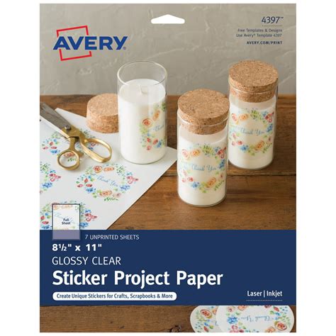 Avery Printable Sticker Paper Glossy Clear